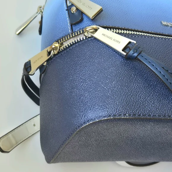 Retired MICHAEL KORS Rhea Medium Ombré Logo Backpack Navy Chambray Colorblock - Picture 10 of 14
